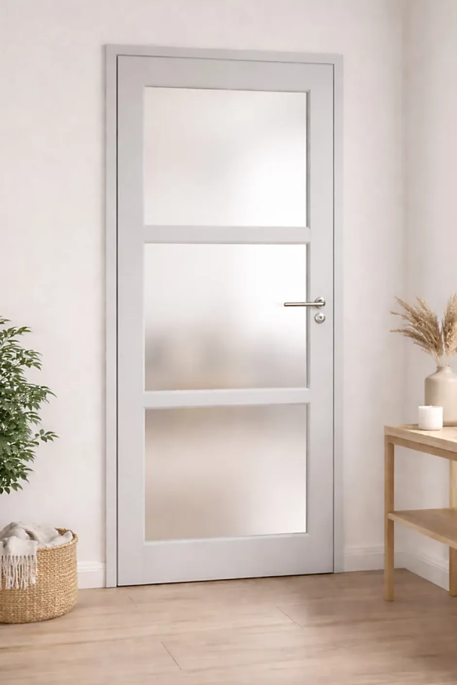 Gd Menuiseries Bloc Porte Greyria Gris Ral7035 Vitrée H204 X L83 Côte Tableau P.gauche,poignee Pomerol