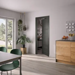 Optimum Bloc Porte isotherme PREMIUM Gris anthracite - Poussant droit et ajustable - L830mm