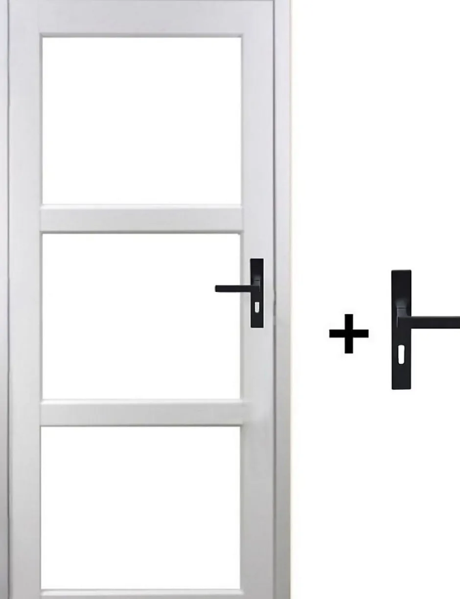 Bloc Porte Kenya Blanc Vitrage Transparent H204 X L83 Côte Tableau P.gauche,poignee-Gd Menuiseries Sale