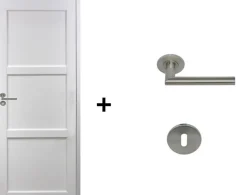 Gd Menuiseries Bloc Porte Korya Blanc 3 Panneaux H204 X L83 Côte Tableau P.droite,poignee Pomerol