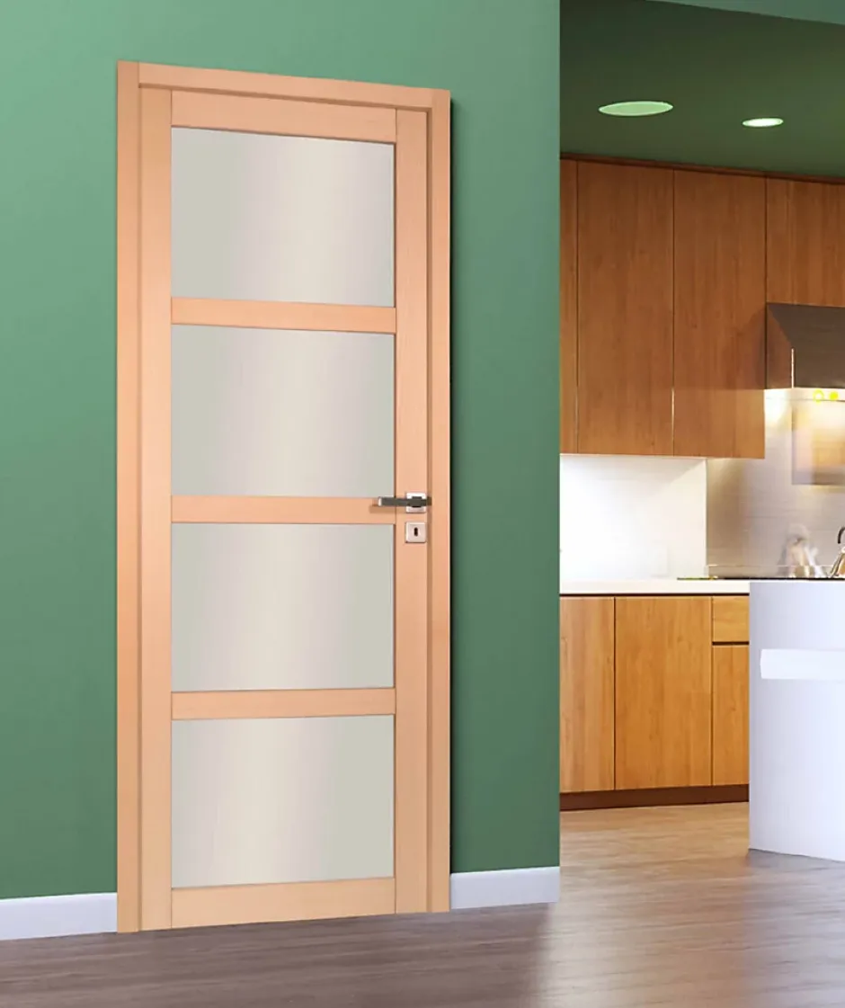 Bloc porte NOVA2 4 Vitrages bois hêtre 830 gauche-Lynporte Clearance