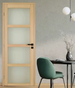 Lynporte Bloc porte PARIS 4 Vitrages bois chene 2040x630 Gauche