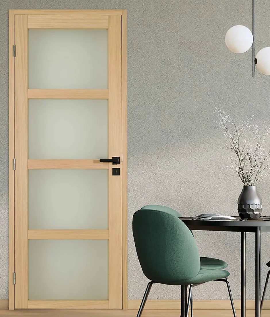 Lynporte Bloc porte PARIS 4 Vitrages bois chene 2040x630 Gauche