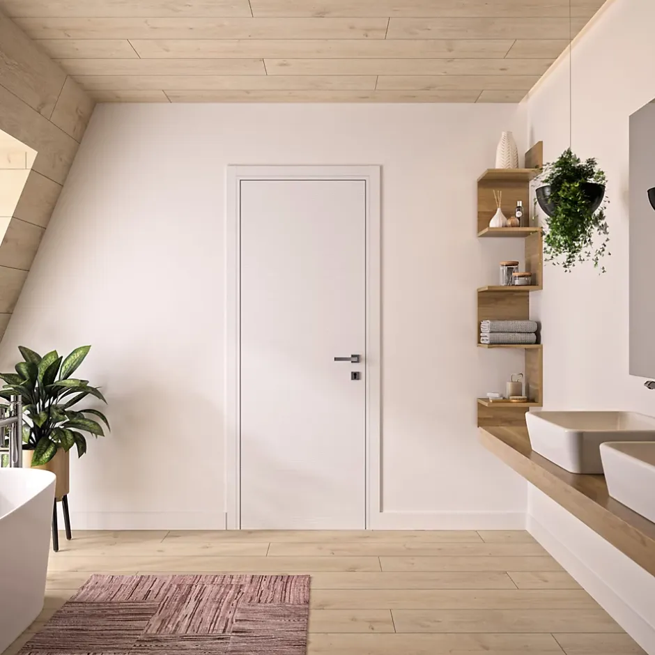 Bloc Porte PREMIUM Blanc satiné - Réversible et ajustable - L630mm-Optimum