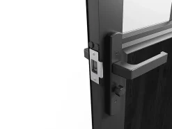 Bloc porte réversible à deux battants en aluminium et verre trempé dépoli style atelier - 2 x H204 x L93 cm - Noir - ERMELO-Vente-unique Hot