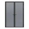 Vente-unique Bloc porte réversible à deux battants en aluminium et verre trempé fumé - 2 x H204 x L73 cm - Noir - LOXTON