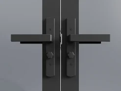 Vente-unique Bloc porte réversible à deux battants en aluminium et verre trempé fumé - 2 x H204 x L73 cm - Noir - LOXTON