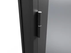 Vente-unique Bloc porte réversible à deux battants en aluminium et verre trempé fumé - 2 x H204 x L73 cm - Noir - LOXTON