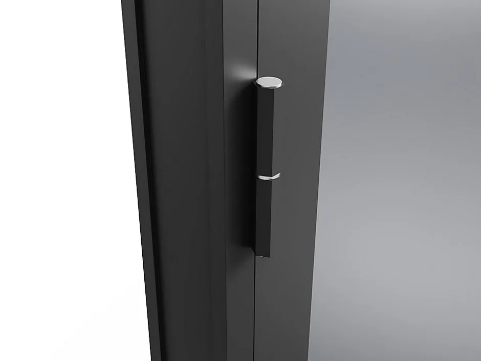 Vente-unique Bloc porte réversible à deux battants en aluminium et verre trempé fumé - 2 x H204 x L73 cm - Noir - LOXTON