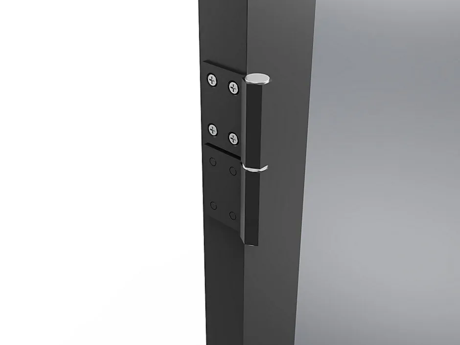 Vente-unique Bloc porte réversible à deux battants en aluminium et verre trempé fumé - 2 x H204 x L73 cm - Noir - LOXTON