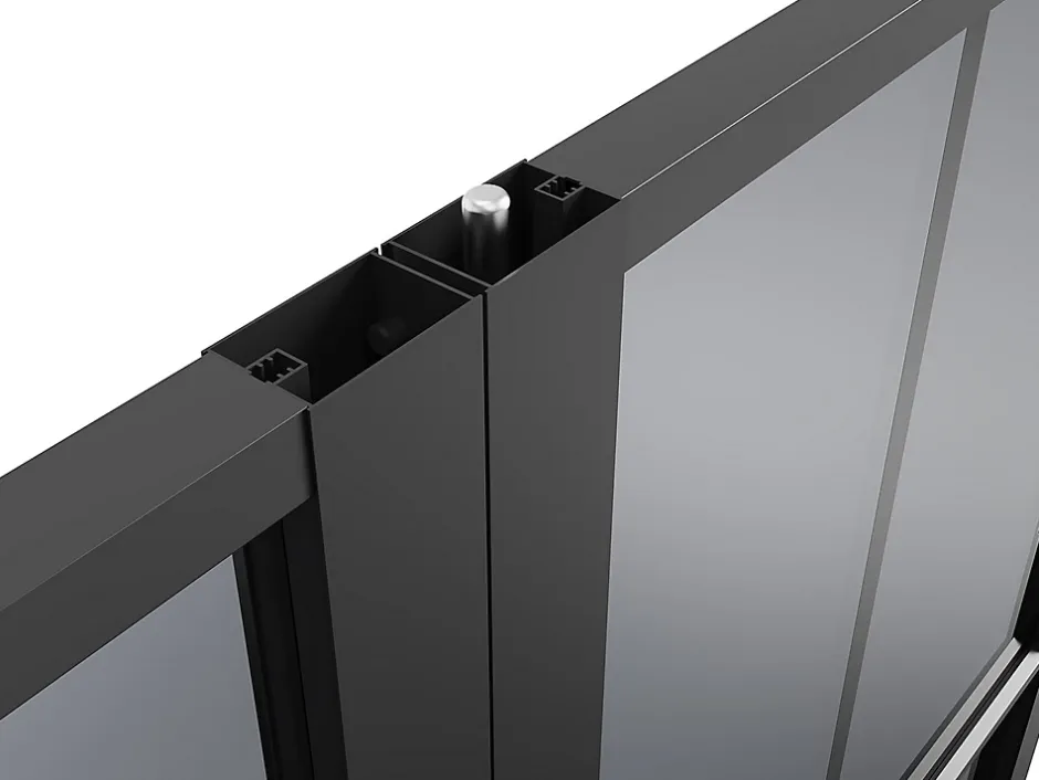 Vente-unique Bloc porte réversible à deux battants en aluminium et verre trempé fumé - 2 x H204 x L83 cm - Noir - SEROTO