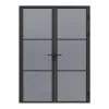 Vente-unique Bloc porte réversible à deux battants en aluminium et verre trempé fumé - 2 x H204 x L73 cm - Noir - MASERU