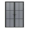 Vente-unique Bloc porte réversible à deux battants en aluminium et verre trempé fumé - 2 x H204 x L73 cm - Noir - SEROTO