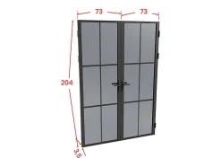 Vente-unique Bloc porte réversible à deux battants en aluminium et verre trempé fumé - 2 x H204 x L73 cm - Noir - SEROTO