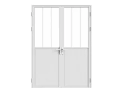 Bloc porte réversible à deux battants en aluminium et verre trempé style atelier - 2 x H204 x L83 cm - Blanc - ERMELO-Vente-unique New