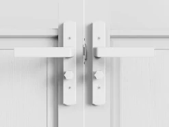 Bloc porte réversible à deux battants en aluminium et verre trempé style atelier - 2 x H204 x L83 cm - Blanc - ERMELO-Vente-unique New