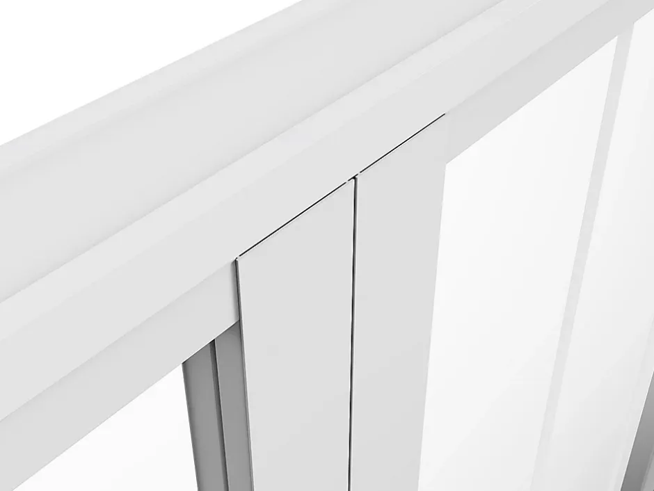 Bloc porte réversible à deux battants en aluminium et verre trempé style atelier - 2 x H204 x L83 cm - Blanc - ERMELO-Vente-unique New