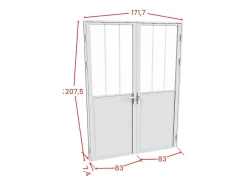 Bloc porte réversible à deux battants en aluminium et verre trempé style atelier - 2 x H204 x L83 cm - Blanc - ERMELO-Vente-unique New