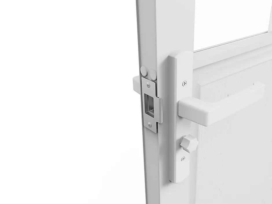 Bloc porte réversible à deux battants en aluminium et verre trempé style atelier - 2 x H204 x L83 cm - Blanc - ERMELO-Vente-unique New