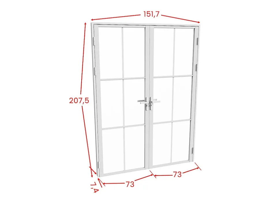 Bloc porte réversible à deux battants en aluminium et verre trempé - Blanc - 2 x H204 x L73 cm - SEROTO-Vente-unique Hot