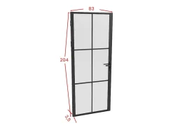 Vente-unique Bloc porte réversible en aluminium et verre dépoli - H204 x L83 cm - Noir - SEROTO