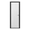Bloc porte réversible en aluminium et verre trempé texturé - H204 x L83 cm - Noir - LOXTON-Vente-unique Discount