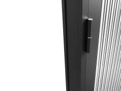 Bloc porte réversible en aluminium et verre trempé texturé - H204 x L83 cm - Noir - LOXTON-Vente-unique Discount