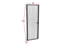 Bloc porte réversible en aluminium et verre trempé texturé - H204 x L83 cm - Noir - LOXTON-Vente-unique Discount