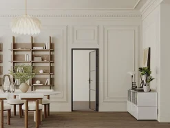 Bloc porte réversible en aluminium et verre trempé fumé - H204 x L83 cm - Noir - MASERU-Vente-unique New