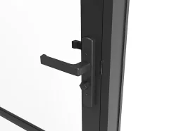 Vente-unique Bloc porte réversible en aluminium et verre trempé - H204 x L93 cm - Noir - MASERU