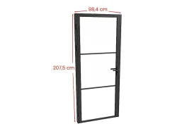 Vente-unique Bloc porte réversible en aluminium et verre trempé - H204 x L93 cm - Noir - MASERU