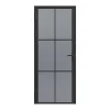 Vente-unique Bloc porte réversible en aluminium et verre trempé fumé - H204 x L73 cm - Noir - SEROTO