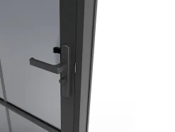 Vente-unique Bloc porte réversible en aluminium et verre trempé fumé - H204 x L73 cm - Noir - SEROTO