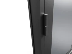 Vente-unique Bloc porte réversible en aluminium et verre trempé fumé - H204 x L73 cm - Noir - SEROTO