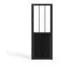Vente-unique Bloc porte réversible en aluminium et verre trempé style atelier - H204 x L83 cm - Noir - ERMELO