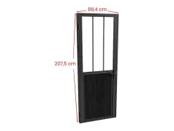Vente-unique Bloc porte réversible en aluminium et verre trempé style atelier - H204 x L83 cm - Noir - ERMELO