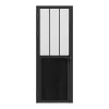 Vente-unique Bloc porte réversible en aluminium et verre trempé dépoli style atelier - H204 x L73 cm - Noir - ERMELO
