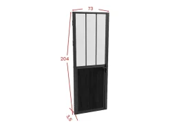 Vente-unique Bloc porte réversible en aluminium et verre trempé dépoli style atelier - H204 x L73 cm - Noir - ERMELO