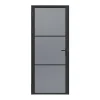 Vente-unique Bloc porte réversible en aluminium et verre trempé fumé - H204 x L73 cm - Noir - MASERU