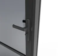 Vente-unique Bloc porte réversible en aluminium et verre trempé fumé - H204 x L73 cm - Noir - MASERU