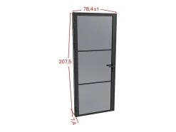 Vente-unique Bloc porte réversible en aluminium et verre trempé fumé - H204 x L73 cm - Noir - MASERU
