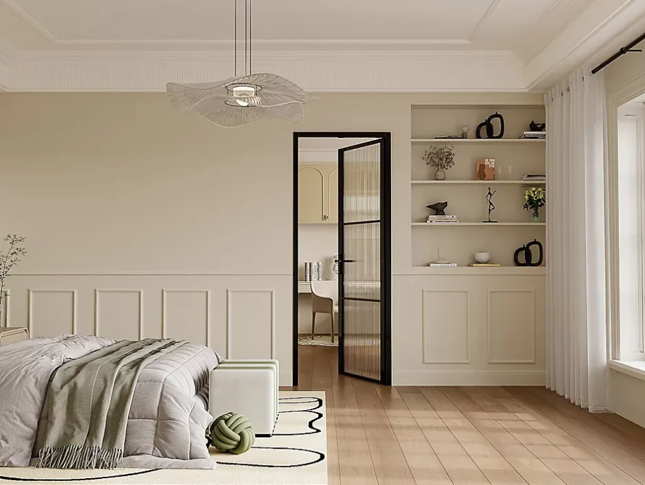 Bloc porte réversible en aluminium et verre texturé - H204 x L83 cm - Noir - MASERU-Vente-unique Outlet