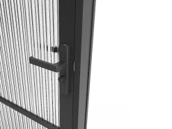 Bloc porte réversible en aluminium et verre texturé - H204 x L83 cm - Noir - MASERU-Vente-unique Outlet