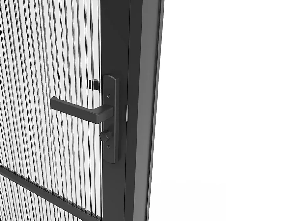 Bloc porte réversible en aluminium et verre texturé - H204 x L83 cm - Noir - MASERU-Vente-unique Outlet