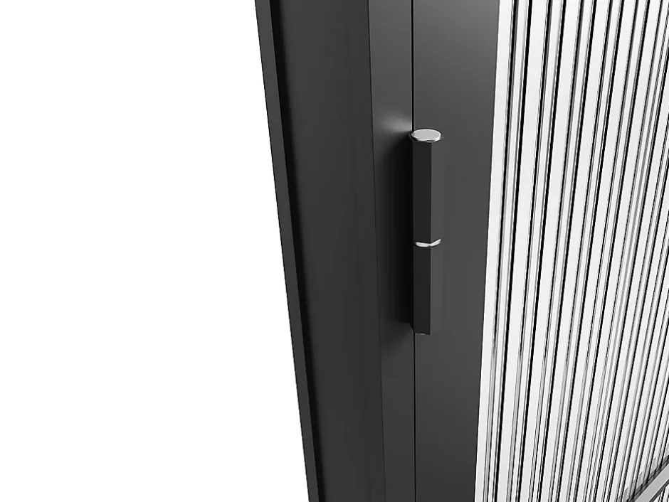 Bloc porte réversible en aluminium et verre texturé - H204 x L83 cm - Noir - MASERU-Vente-unique Outlet