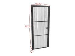 Bloc porte réversible en aluminium et verre texturé - H204 x L83 cm - Noir - MASERU-Vente-unique Outlet