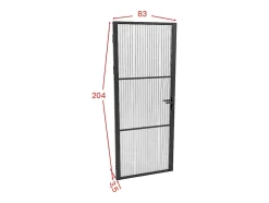 Bloc porte réversible en aluminium et verre texturé - H204 x L83 cm - Noir - MASERU-Vente-unique Outlet