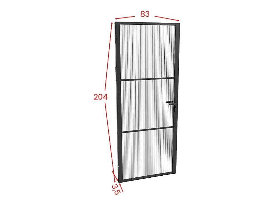Bloc porte réversible en aluminium et verre texturé - H204 x L83 cm - Noir - MASERU-Vente-unique Outlet