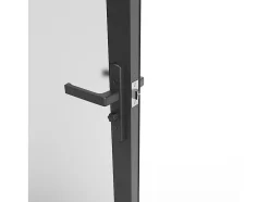 Bloc porte réversible en aluminium et verre trempé dépoli - H204 x L73 cm - Noir - LOXTON-Vente-unique Clearance