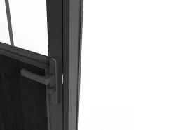 Vente-unique Bloc porte réversible en aluminium et verre trempé style atelier - H204 x L73 cm - Noir - ERMELO